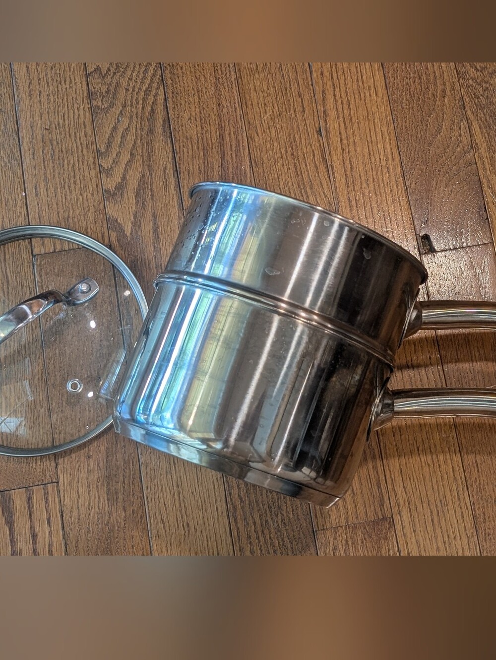 Denmark stainless steel sauce pan / double boiler with glass lid preowned - Picture 3 of 6